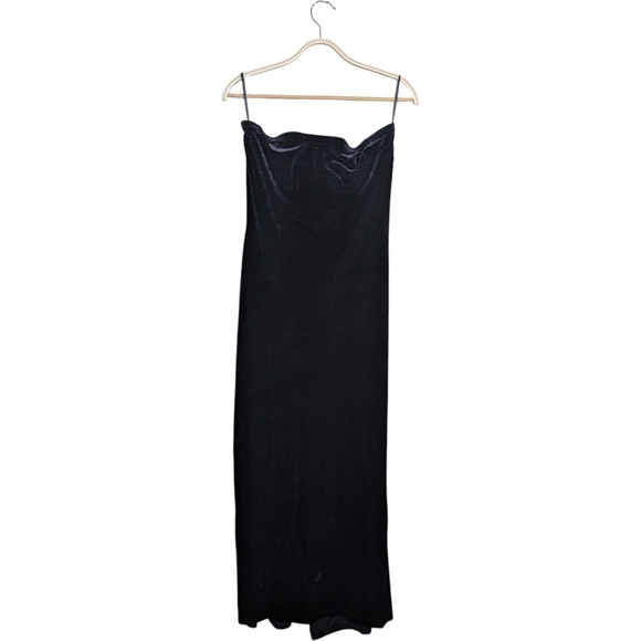 NEW Jessica McClintock Gunne Sax Black Velvet Maxi Dress 9 10 Strapless Vintage - Picture 1 of 9